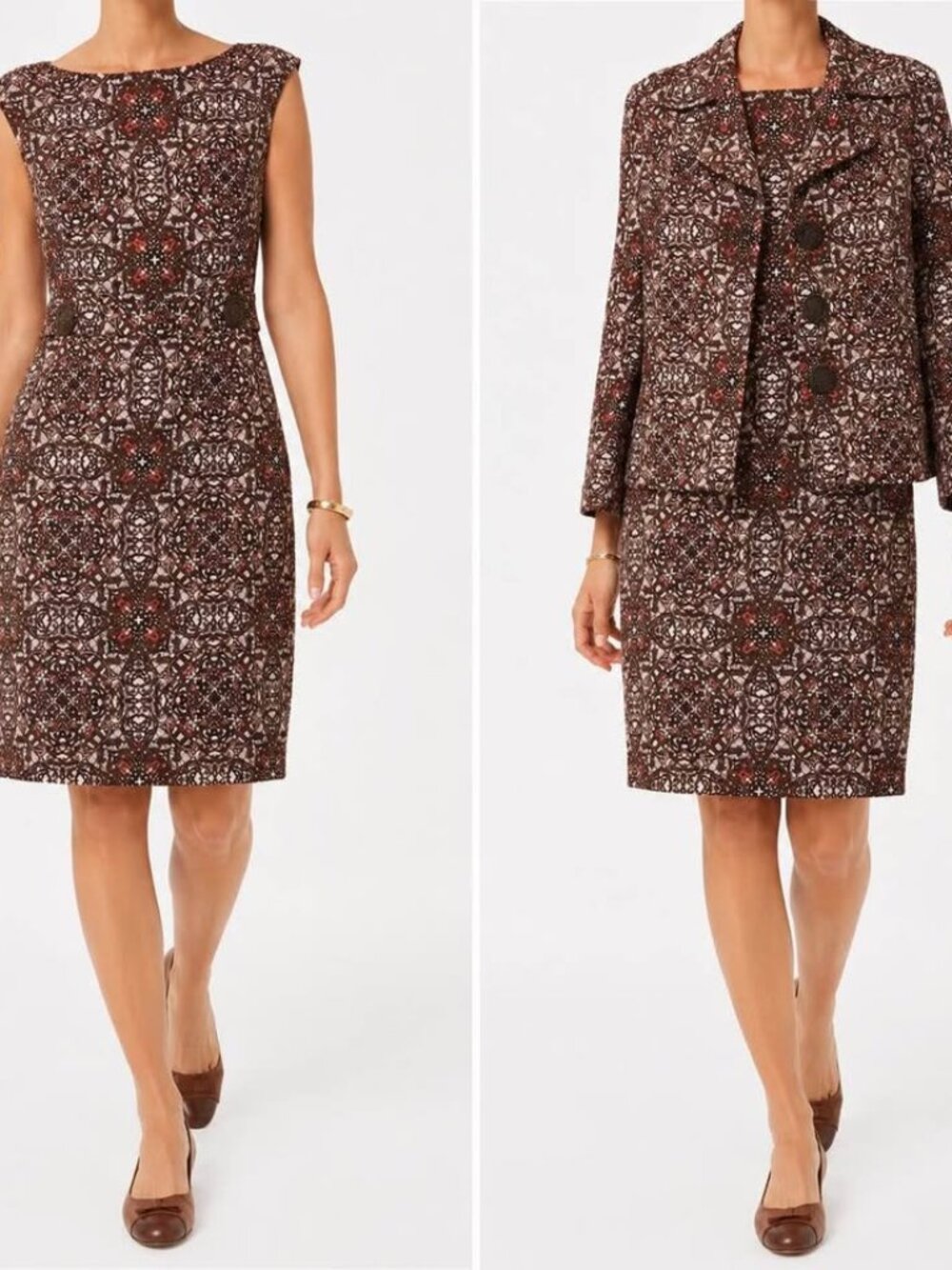 Linen Geometric Tapestry Dress & Jacket Set | Peck & Peck Fall Whimsigoth [16]